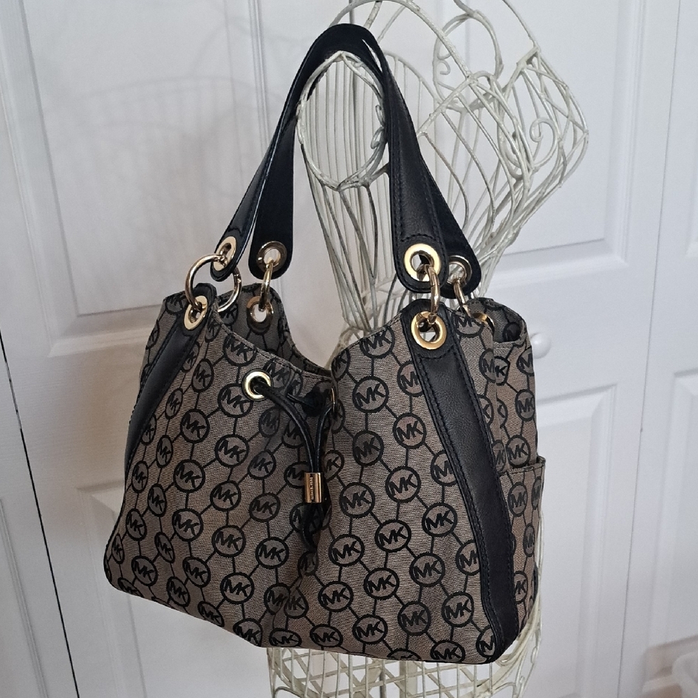 Michael Kors Black and Brown Signature Tote Bag